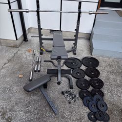 Bench Press With Steel Weights Plates 