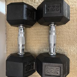 Set of Dumbbells 8-45 Lbs., Weight Rack, Bench