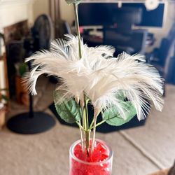 Decorative Rose With Wooden Petals In Glass Vase 