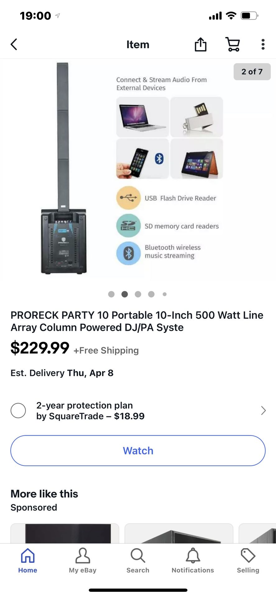PRORECK PARTY 10 Portable 10-Inch 500 Watt Line Array Column Powered DJ/PA speaker