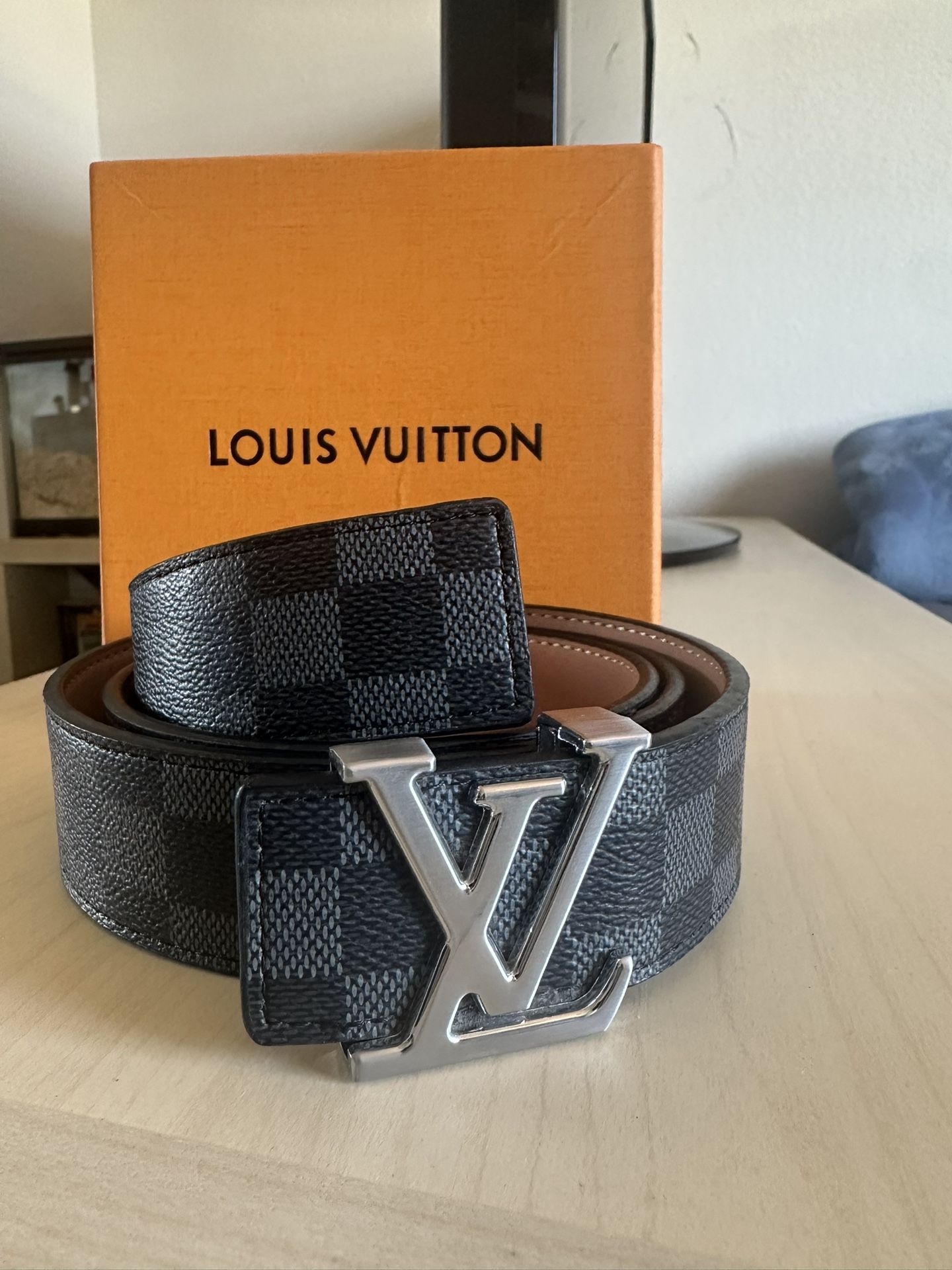 Grey Monogram Mens Belt Louis Vuitton Belt Grey Authentic 