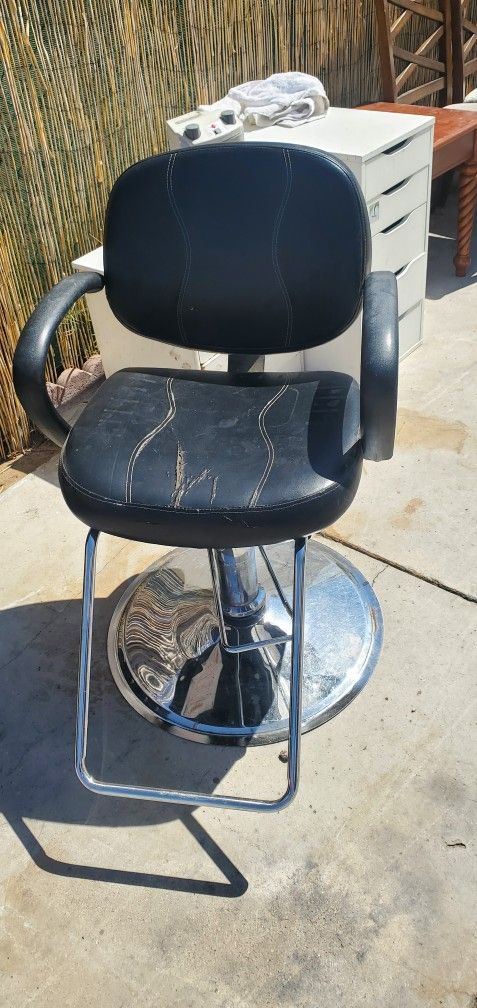 Vintage Salon Chair Haircut Good Condition, Leather Damage 