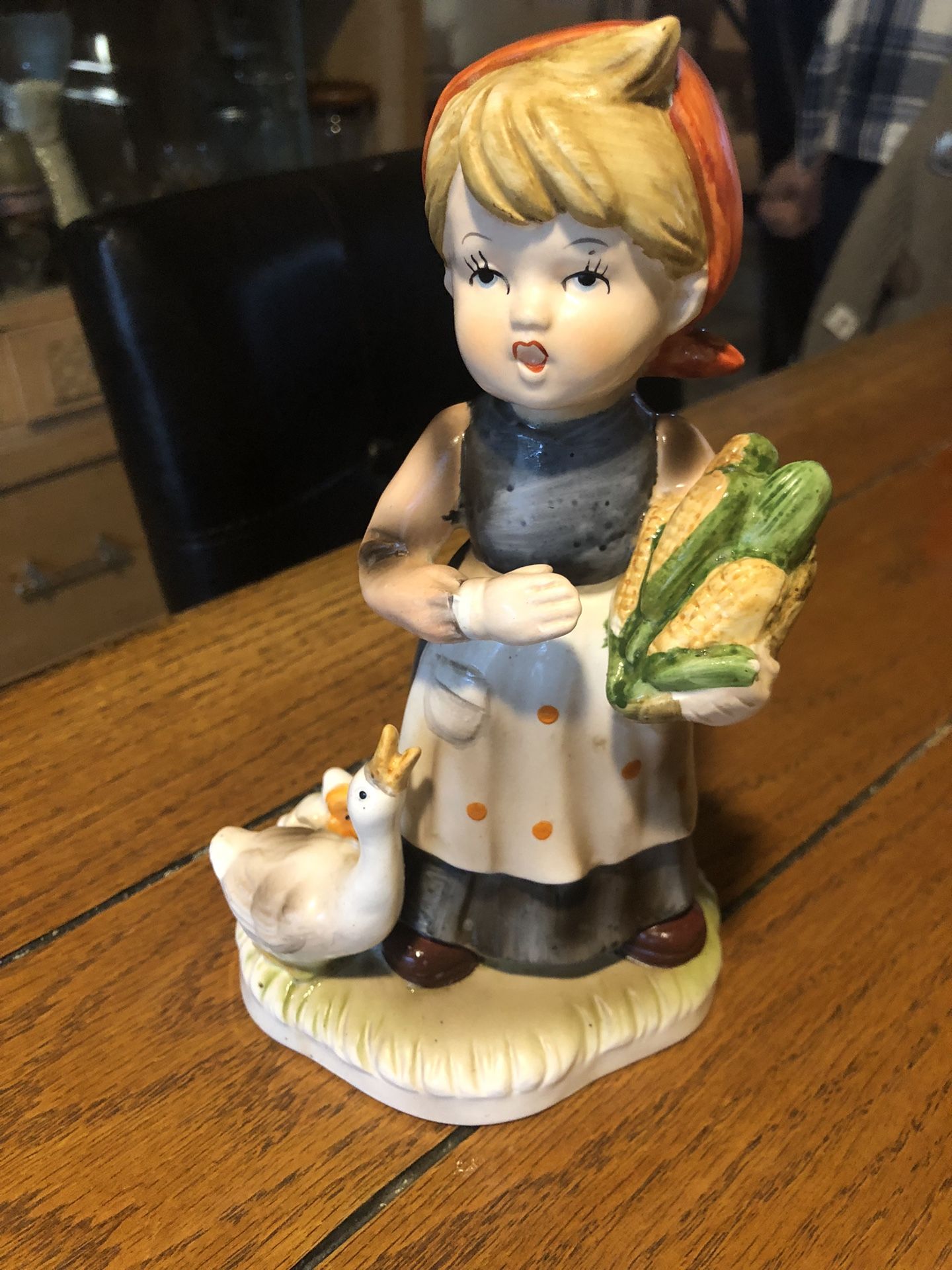 Vintage Flambro Girl With Goose 8 Inches Tall 