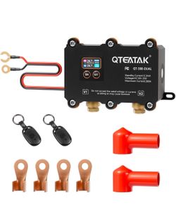 12V 24V 380A Smart Dual Battery Isolator Remote Battery Disconnect Prevent Battery Drain for Car Truck RV, Low Voltage Cutoff/Acc Power Kill/Interval 