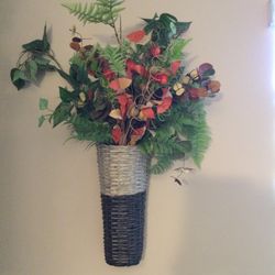 Wall art artificial plant and flowers bouquet multi color