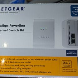 NEW SEALED Netgear 85 Mbps Powerline Ethernet Switch KIT XEB1004-100NAS