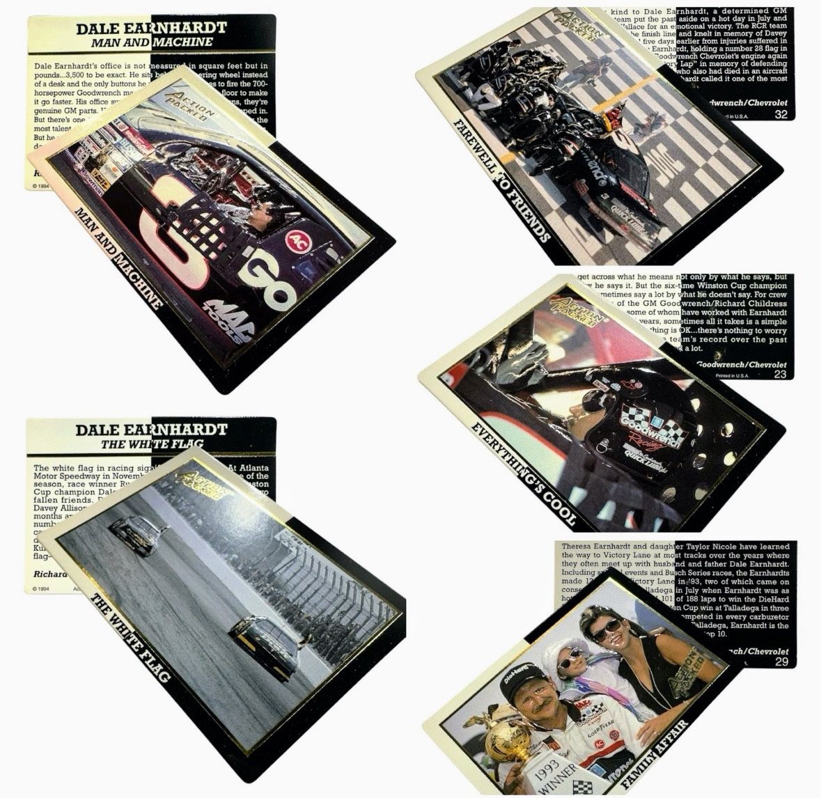 Vintage NASCAR (1994) Dale Earnhardt- Action Packed Set Of 5 Trading Cards