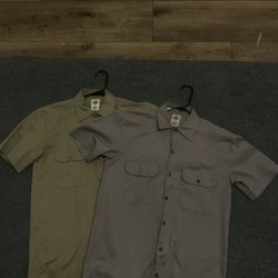 Khaki and Gray Dickies Button-up Work shirts both Size Small Letting both go for 20$‼️