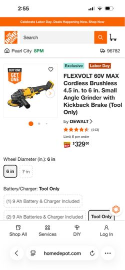 DEWALT FLEXVOLT 60V MAX Cordless Angle Grinder