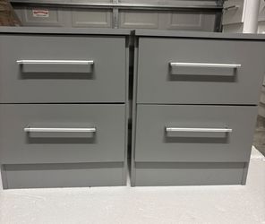 Brand New Gray Nightstand Pair – 2 Drawers