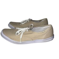 Keds Shoes Champion Sneakers Lace Up Beige Canvas Casual Womens 10