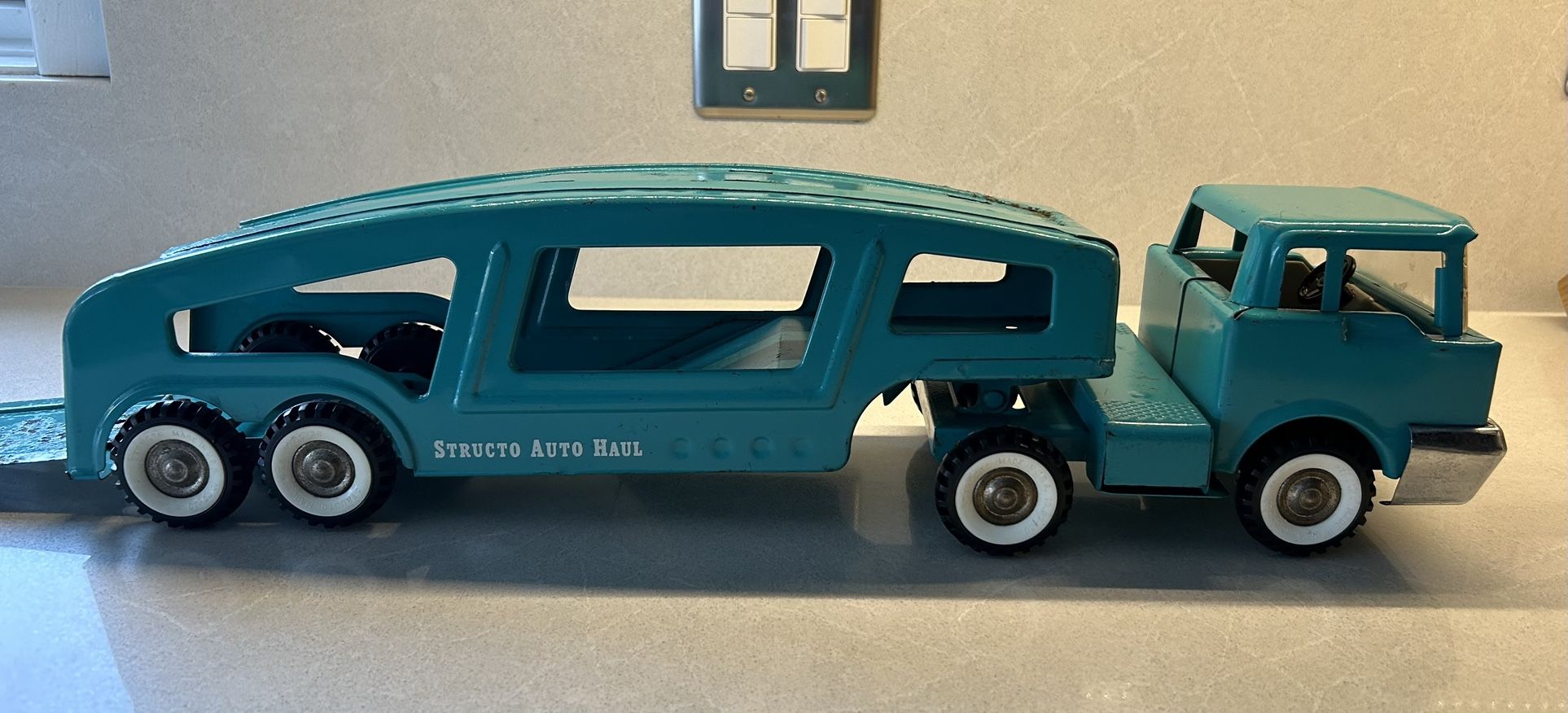 1960s Strutco Auto Haul Metal Truck And Trailer.