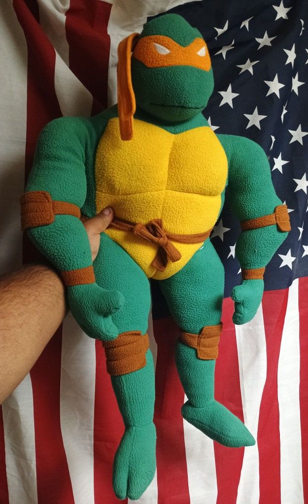 2004 TMNT Giant Plush Michelangelo Retro Stuffed Turtle Toy Mirage Studios
