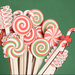 Christmas Wooden Coffee Stirrers, Candy Style, Disposable Drink Sticks