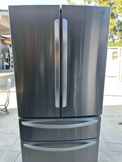 LG French Door Refrigerator Dark Stainless Steel Like New