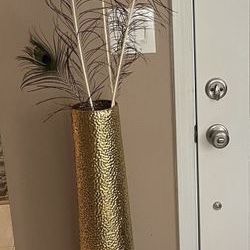 42” Gold Hammer Taper Metal Vase, For Decorations , Elements Brand, $32 Great For Christmas Decoration