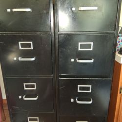 Black File Cabinet 3 Slide Drawers X2