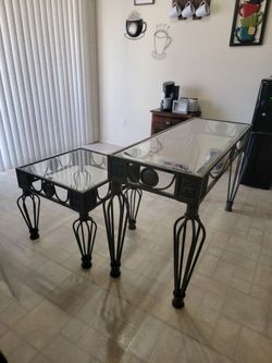 Set of Glass Top Table - Grey
