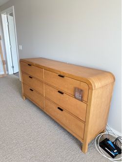 Brand new natural wood dresser 6 drawer, free delivery ✅ modern natural dresser with rounded edges