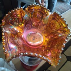 1940's Marigold Carnival Glass Fruit Bowl

