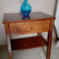  Nightstand With Shelf And Drawer