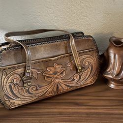 Vintage hand Tooled Leather Purse
