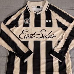 Black & Cream Stripped Long Sleeve Soccer Jersey