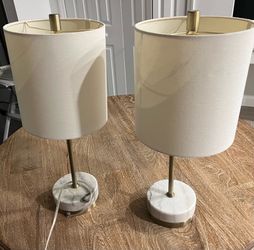 Pair of Marble Base Table Lamps