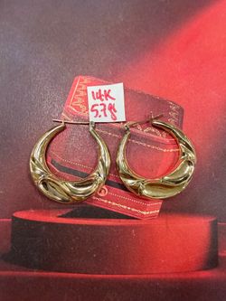 14K Yellow Gold Hoops For Wedding 5.8Gr