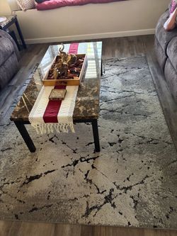 Gray and Black Abstract Area Rug