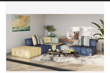 Divani Casa Dubai - Modern Multicolored Fabric Modular Sectional Sofa + Pillows - Moving Ready to go