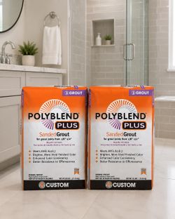 Two (2) Bags Custom Building Products Polyblend Plus #640 Arctic White Sanded Grout 25 lb.