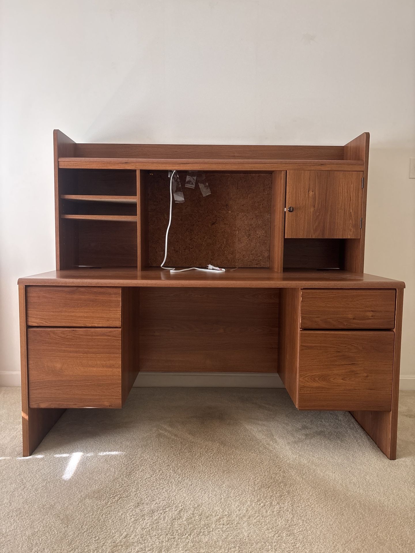 Wooden Office Desk with Top Shelves