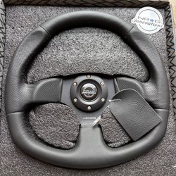 NRG Innovations NRG-RST-009R Reinforced Steering Wheel Black Leather Steering Wheel
