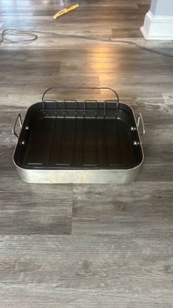 Food Network NEW ROASTING PAN WITH RACK, 16" NON-STICK CARBON STEEL