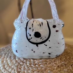 Hand blown glass  purse/vase