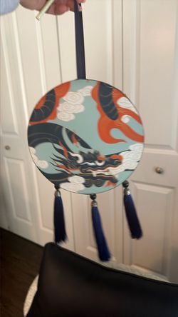 Round Dragon Wall Hanging Decor with Tassels