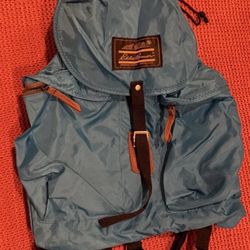 Eddie Bauer USA Backpack Day Bag Rucksack Nylon Blue 80's 90s Hike Travel School
