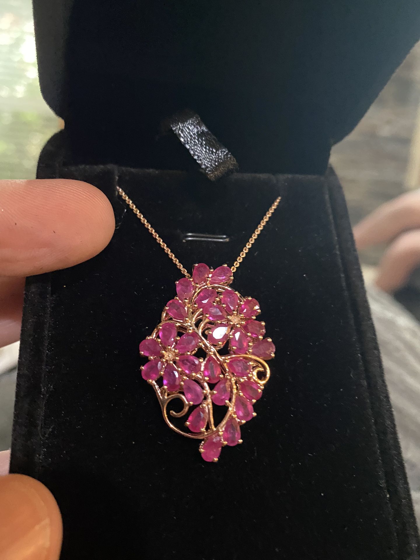Genuine Niassa Ruby rose gold plated necklace - new!