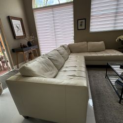 Off White Leather Sofá 