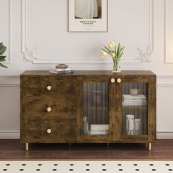 Brown Buffet Cabinet With Drawers 
