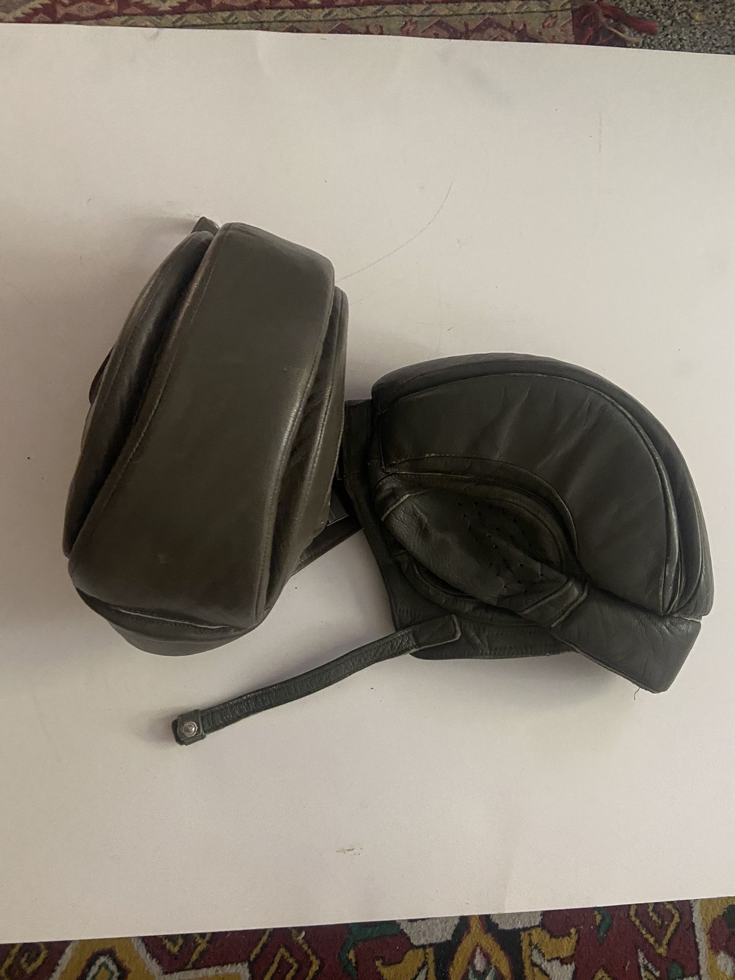 2 Swiss Tank Crew Leather Helmet Hat Gray LR 1984