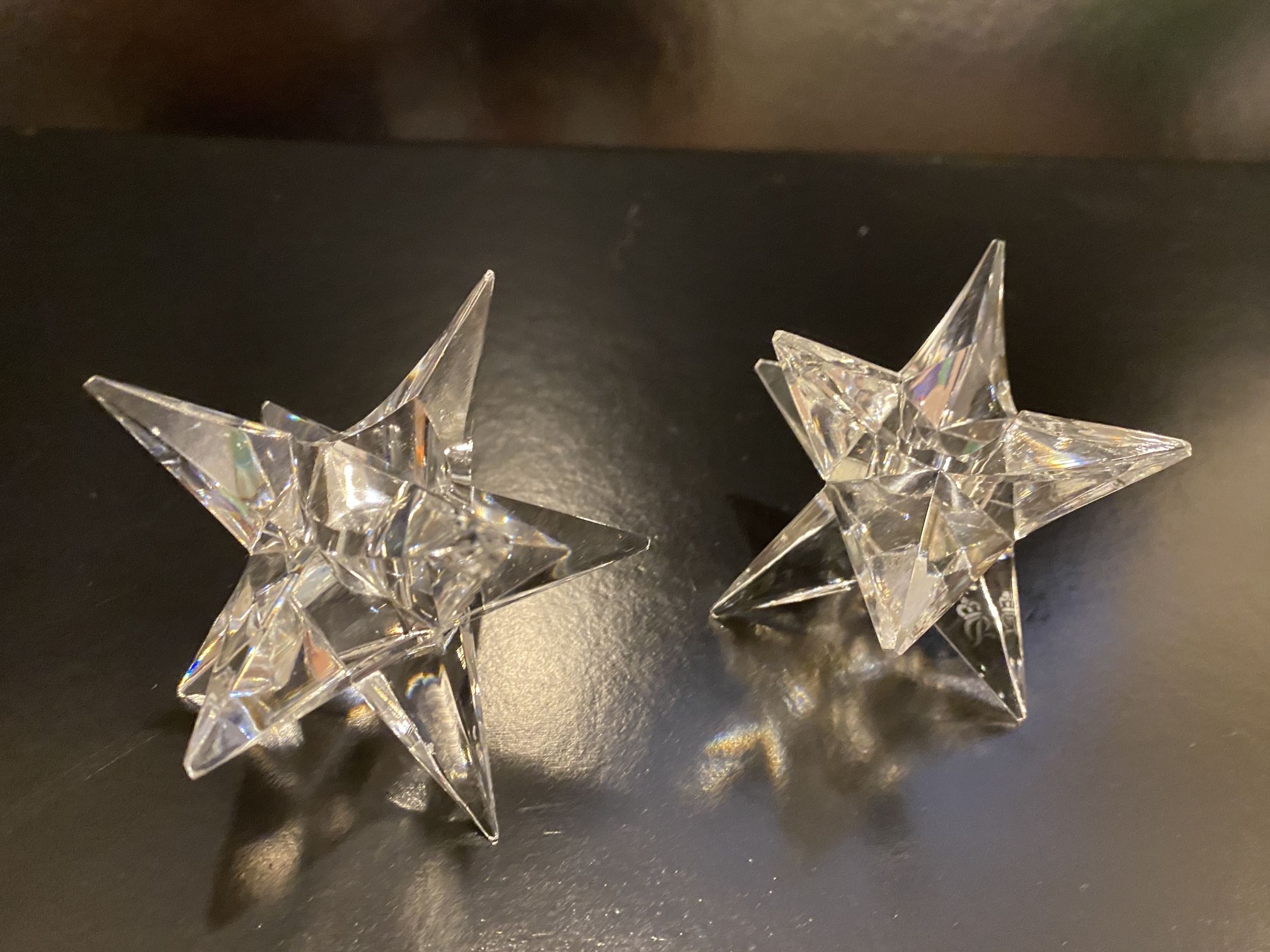 Set of 2 Rosenthal Crystal Star Candlestick 9 Point 4.5” Candle Holders.