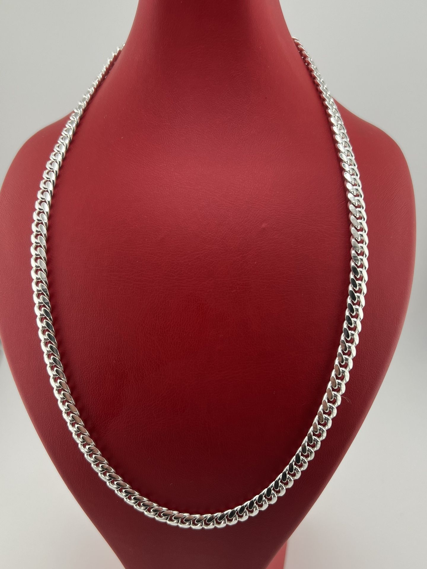 New925 sterling silver cuban link chain Necklace
