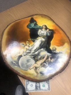Virgin Mary Polished Wood Stump