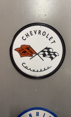 Chevrolet Corvette Sign Racing Flags Sign