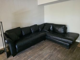 Black leather couch like new