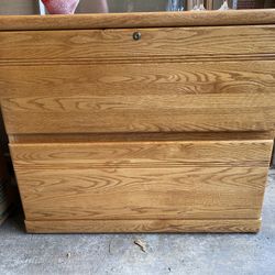 Solid Oak, Locking File Cabinet