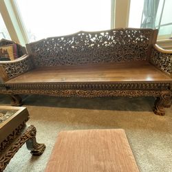 Eight-piece hand-carved teak living room set from  Thailand