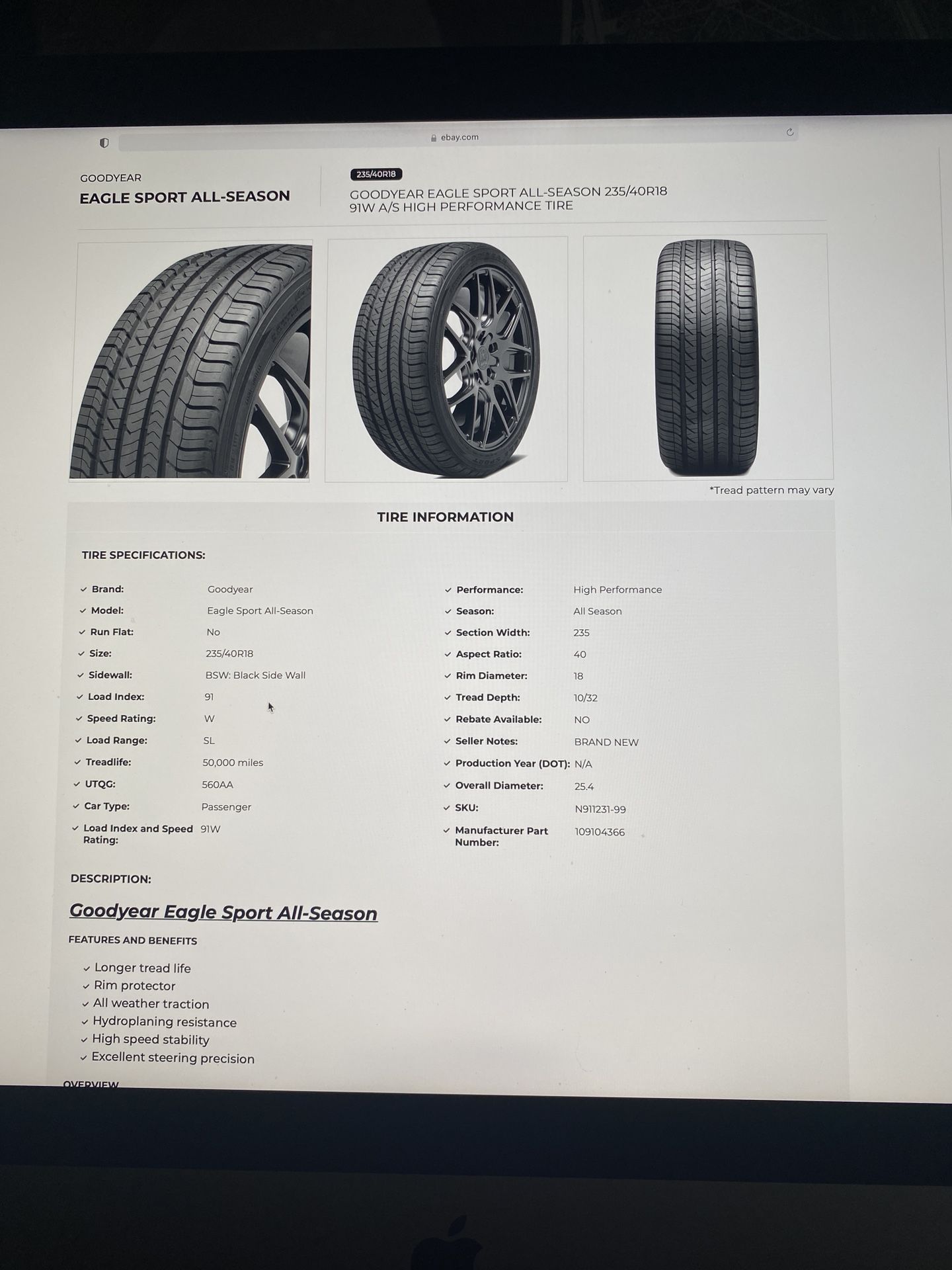 275-35-ZR20 2tires Goodyear F1 Asimetric Run Flat 70% Life Not Repairs Fresh